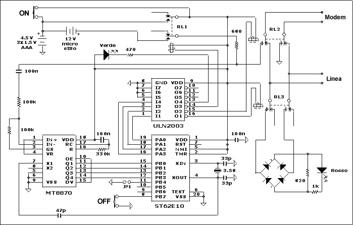 Schema del convertitore DTMF to PULSE